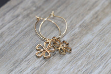 Load image into Gallery viewer, Gold Flower Hoop Earrings
