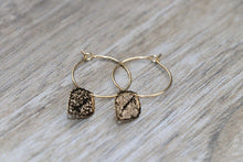 Load image into Gallery viewer, Gold leaf hoop earrings
