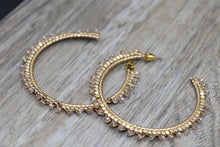 Load image into Gallery viewer, Gold Beaded Hoop Earrings
