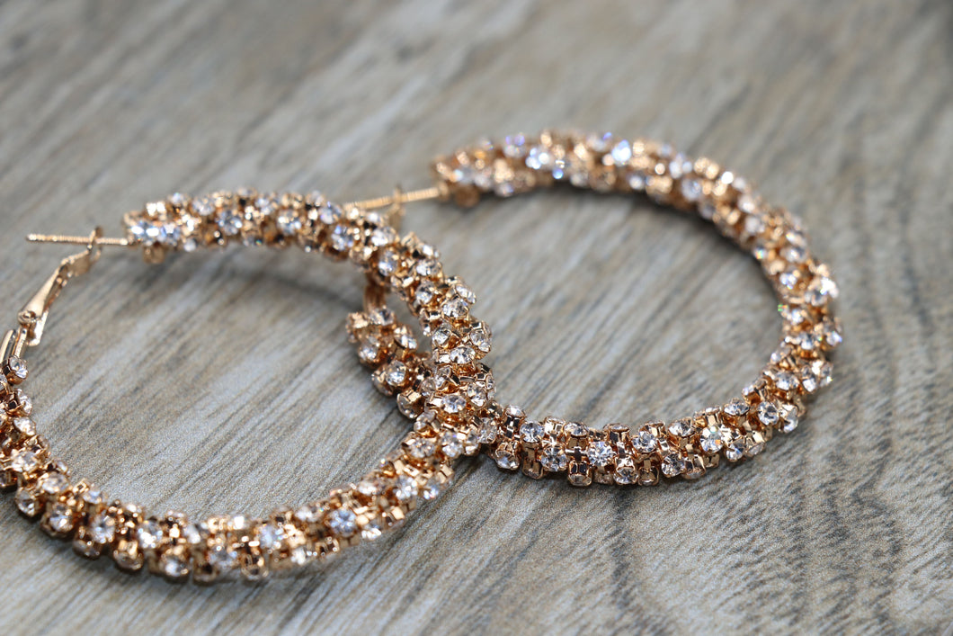 Large Gold Studded Hoop Earrings