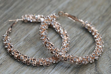 Load image into Gallery viewer, Large Rose Gold Studded Hoops

