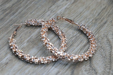 Load image into Gallery viewer, Large Rose Gold Studded Hoops
