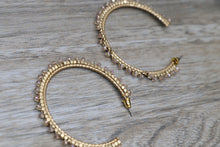 Load image into Gallery viewer, Gold Beaded Hoop Earrings
