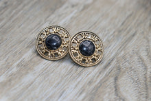 Load image into Gallery viewer, Gold With Black Stone Earrings
